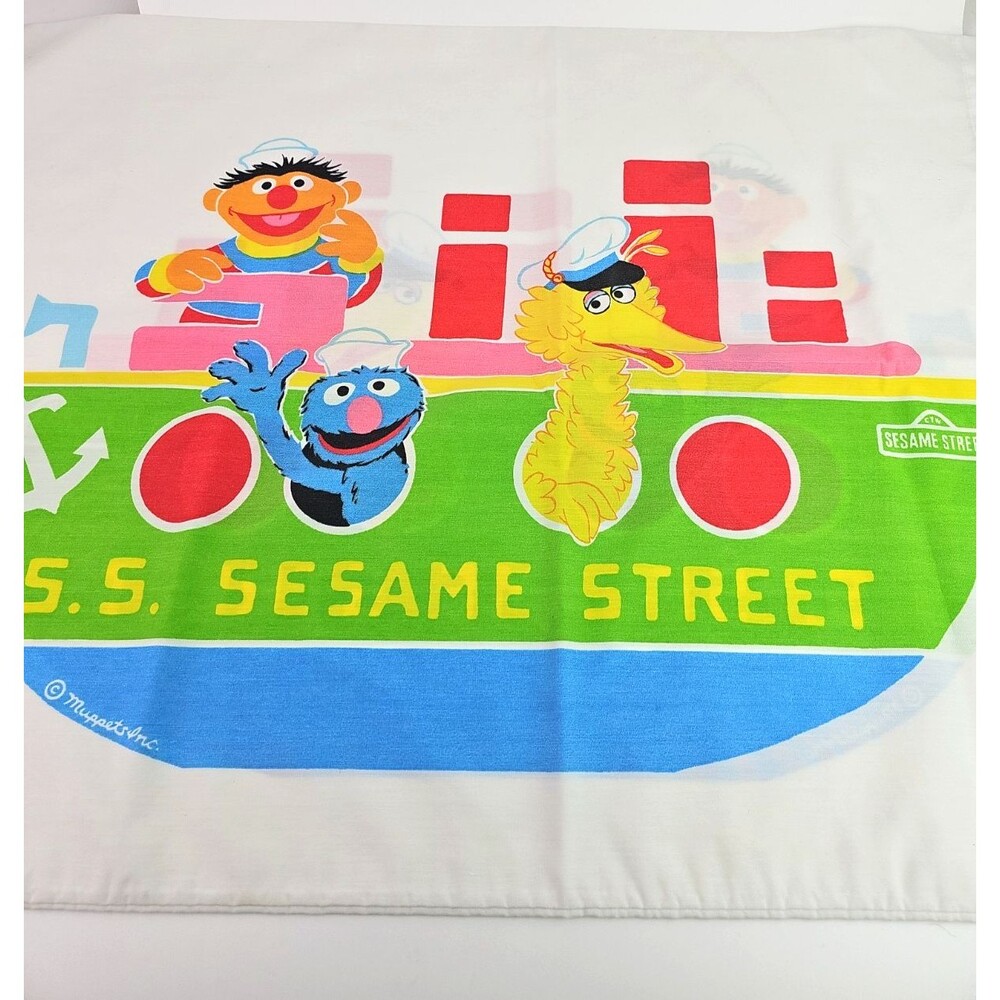 Sesame Street Vintage Pillow Case Bus Big Bird Grover Cookie Monster Standard